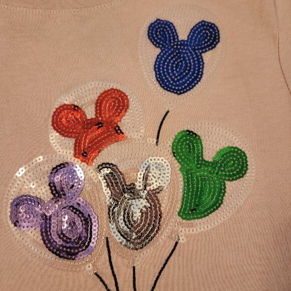 Authentic Disney Parks Sequin Embroidered Mickey Balloon Women’s T-Shirt Size S - Picture 3 of 5